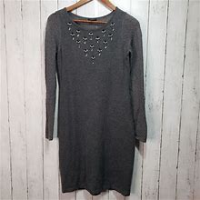 Ann Taylor Dresses | Ann Taylor Gray Beaded Sweater Knit Dress Size Sp | Color: Gray | Size: Sp