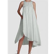 $2890 Nina Ricci Women's Green Sleeveless Asymmetric Silk Dress Fr 42/