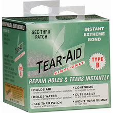 Tear-Aid Vinyl Repair Patch Kit Type B,See-Thru,UV Resistant,Repair Holes&Tears