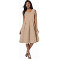 Plus Size Women's Cotton Denim Dress By Jessica London In New Khaki (Size 16)
