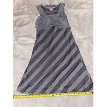 Justice Girls Size 8 Gray Striped Dress Knee