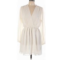 Topshop Casual Dress - Wrap Plunge Long Sleeve: Ivory Dresses - Women's Size 10