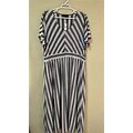 Lane Bryant Short Sleeve Chevron Stripe Linen Blend Maxi Dress 26/28