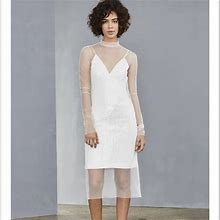 Amsale Dresses | New Amsale Lw131 Mesh Layered Shift Dress- Sz2 | Color: White | Size: 2