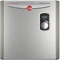 Rheem Electric Tankless Water Heater: Indoor, 24,000 W, 7 Gpm Max. Flow Rate, 18.25 in Overall Ht Model: RTEX-24