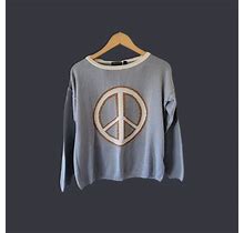 VENUS Peace Sign Long Sleeve Sweater Size Small Over Sized