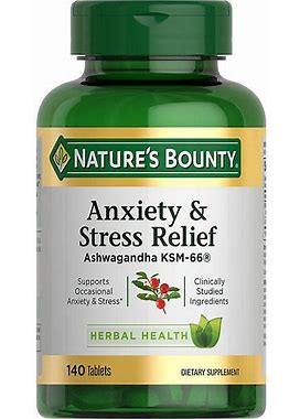 Nature's Bounty Anxiety & Stress Relief Ashwagandha Ksm-66 Tablets, 50 Count