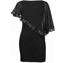 Wirziis Women's Plus-Size Short Sleeves Dress With Sequin Trim Chiffon Overlay Shoulder Summer Dress For Women Maxi Dress