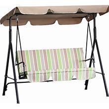 Outsunny Patio Swing Chair 3-Seat With Steel Frame Stand Removable Cushion Adjustable Canopy For Patio Poolside Balcony Multi Color | Aosom.Com