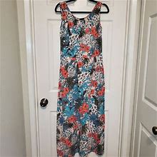 Talbots Dresses | Talbot's Floral A-Line Dress Elastic Waist Womens Small Pull Over Sleeveless | Color: Blue/Pink | Size: S