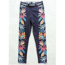 Tommy Hilfiger Bottoms | Tommy Hilfiger Girl's Floral Print Leggings | Color: Blue/Orange | Size: Xs (4-5)