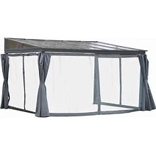 Outsunny 10' X 13' Outdoor Patio Gazebo With Sloping Polycarbonate Roof, Durable Aluminum Frame, & Netting Curtain