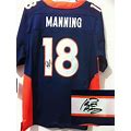 Broncos 18 Peyton Manning Navy Blue Alternate Men's Stitched Elite Autographed Jersey