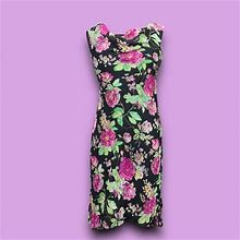 Connected Apparel Dresses | 90S / Vintage Connected Apparel Floral Embroidered Dress | Color: Black/Pink | Size: S