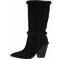 New! Sam Edelman Ilsa Faux Fur Trim Block Heel Boot Size 9 m