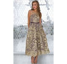 A-Line Anckle-Length Jewel Sleeveless Lace Pleats Sash Keyhole Mother Of Groom Dress - Multi , Size 20 By Dorris Wedding