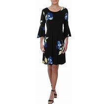 Lauren Ralph Lauren Womens Tycenda Floral Print Bell Sleeves Casual Dress