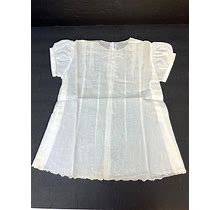 Vtg Infant Baby Dress Ivory Batiste Phillipines Hand Made Pintucked Embroidered