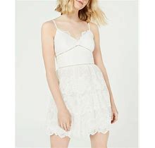 Teeze Me Junior Womens 15/16 White Sleeveless Tiered Lace Fit Flare