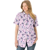 Plus Size Women's Perfect Short Sleeve Shirt By Woman Within In Pink Pretty Bloom (Size 6X)