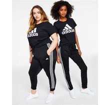 Adidas Women's Essentials Warm-Up Slim Tapered 3-Stripes Track Pants, Xs-4X - Black - Size XS