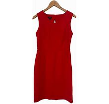 Talbots Midi Sheath Dress Womens 4P Petite Red Sleeveless Side Zip