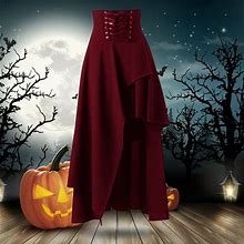 Qazqa Women's Steampunk Gothic Clothing Vintage Cotton Black Lace Skirts L