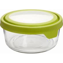 Anchor Hocking 7-Cup Round Food Storage Containers With Green Trueseal Airtight Lids, Set Of 4, Clear Glass -