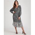 Miller's MILLERS - Womens Dress - Maxi Length Printed Dress With Border Grey 18
