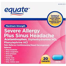 Equate Severe Allergy And Sinus Headache 20 Caplets