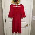 Delias Dresses | Nwot - Red Smocked Knit Dress | Color: Red | Size: M