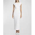 Alaia Cap-Sleeve Bandage Midi Dress, Blanc, Women's, 10, Cocktail & Party Wedding Guest Dresses Cap-Sleeve Dresses
