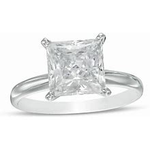 Zales 3 CT. Certified Princess-Cut Lab-Created Diamond Solitaire Engagement Ring In 14K White Gold (F/Vs2)