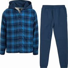 DNKY Boys' Pants Set - 2 Piece Sherpa Lined Plaid Flannel Shirt And Fleece Jogger Sweatpants - Clothing Set For Boys (4-12)