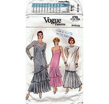 Vogue 9782 - Misses' Tunic And Dress: Pullover Tunic Or Sheer Over Spaghetti Strap Tiered Dress. Sizes 8-10-12, Cut And Complete. 1986