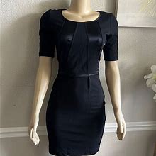 Club Monaco Dresses | Club Mnaco Black Short Sleeve Midi Dress Size 0 | Color: Black | Size: 0
