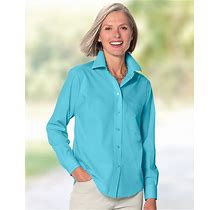 Blair Women's Foxcroft® Non-Iron Classic Fit Solid Shirt - Blue - 14 - Petite