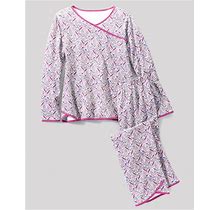 Appleseeds Women's Leaf-Print Faux-Wrap Pajamas Set - Multi - M