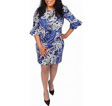 Womens Paisley Mini Sheath Dress, Regular 10 (M) / Royal Blue Combo
