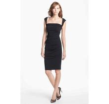 Nicole Miller Ruched Jersey Pencil Dress In Black 19336 Size P
