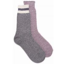 2 Pack MUK LUKS CREW Socks PURPLE CHENILLE Holiday Women's Shoe Size 6-11 SOFT