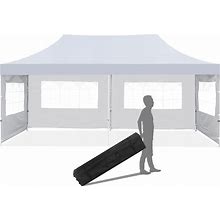 10X20 Heavy Duty Pop Up Canopy Tent, Instant Outdoor Beach Canopy Tent With 4 Removable Sidewalls And Carrying Bag, Waterproof Gazebo Tent Shelter