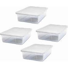 Homz 28 Quart Snaplock Clear Plastic Storage Tote Container Bin With Secure Lid And Handles For Home And Office Organization, (4 Pack)