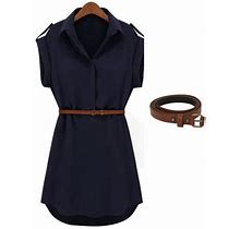 Summer And Spring Dresses For Women 2024 Casual Women Casual Summer Loose Short Sleeve Dress With Belt