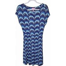 Lilly Pulitzer Blue Wave Smocked Waist Short Sleeve Rayon Mini Dress