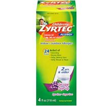 Zyrtec Children's Allergy Syrup, Dye-Free, Sugar-Free Grape, 4 Ounce