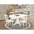East West Furniture AVBO5-LWH-LC 5 Piece Dining Set Includes An Oval Dining Room Table With Butterfly Leaf And 4 Faux Leather Upholstered Chairs,