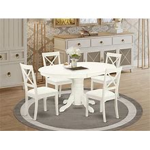 East West Furniture AVBO5-LWH-LC 5 Piece Dining Set Includes An Oval Dining Room Table With Butterfly Leaf And 4 Faux Leather Upholstered Chairs,