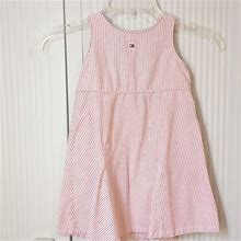 Tommy Hilfiger Girls Red/White Stripe Seersucker Jumper Dress Size 3T, LIKE NEW - Kids | Color: Red | Size: 3T