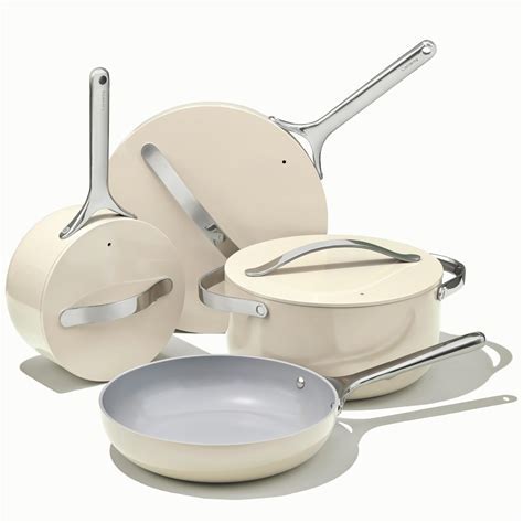 12pc Nonstick Ceramic Coated Aluminum Cookware Set Cream - Figmint